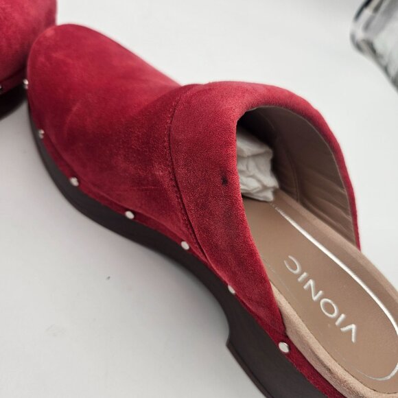 Vionic Kacie Red Suede Clogs Mules Slip On Womens Sz 7 NEW READ - Picture 8 of 11